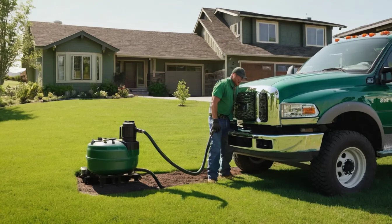 A septic service truck parked beside a home in St. Paul